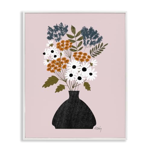 'Bold Mixed Flowers Bohemian Spring Vintage Pot'| Framed Giclee Art