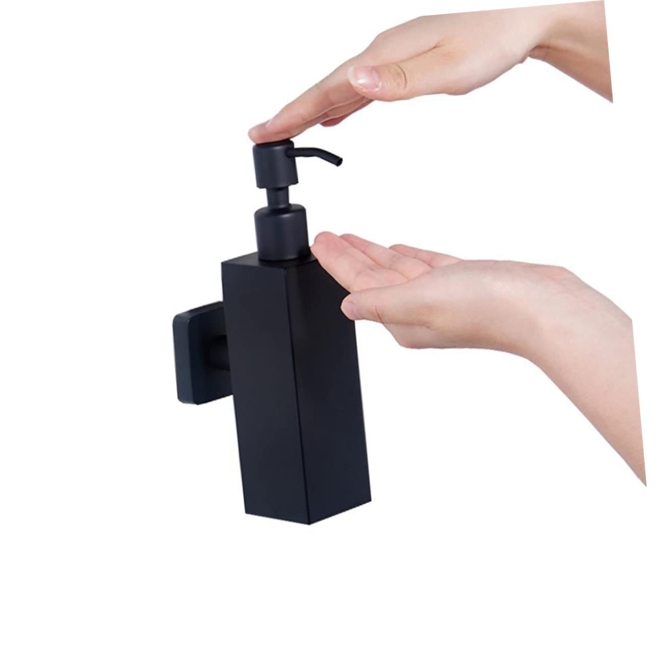Dispenser Sapone da Parete Acciaio Inox 304 200ml Nero | Pompa Manuale, Ricaricabile, Forma Quadrata, per Sapone Liquido e Lozione, Installazione a Muro