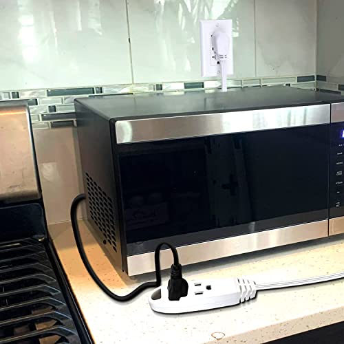 Kasonic 12-Feet 3 Outlet Extension Cord, 2 Pack, Triple Wire Grounded Multi Outlet, Ul Listed 16/3 Spt-3, 13 Amp - 125V - 1625 Watts (White) #TOP6