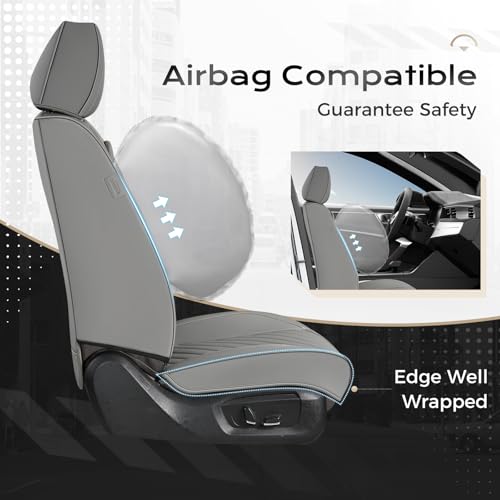 Image of Coverado Car Seat Covers Full Set 5 Pieces, Luxury Nappa Leather Seat Covers Universal Fit Waterproof Non-Slip Breathable Front & Back Automotive Seat Protectors for Cars, SUVs, Trucks