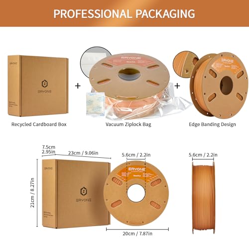 Image of ERYONE Wood PLA Filament 3D Printer PLA Filament 1.75mm + /- 0.03mm, PLA Filament 1KG Cardboard Spool(2.2LBS), Pine Wood