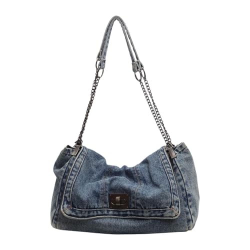 Sac à bandoulière en denim bleu grand cabas fourre-tout toile