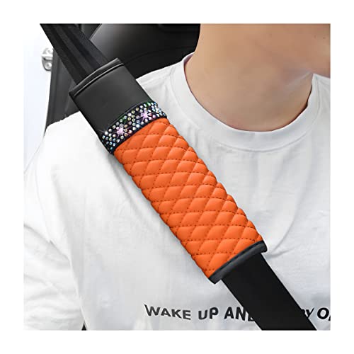 zipelo 2 Pcs Auto Seat Belt Cover, Breathable Leather Shoulder Pads Protect Your Neck, Harness Pads Strap for a More Comfortable Driving, Car Accessories Compatible with Adults Kids (Orange)