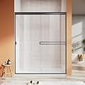 UCALAFEE 56-60 in. W x 72 in. H Shower Door, Double Sliding Shower Door with 1/4'' (6mm) Clear SGCC Tempered Glass, Semi-Frameless Bathroom Door for Walk in Shower, Silent Soft-Close, Matte Black