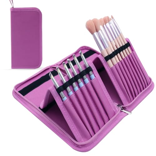 Image of BQAN Nail Art Brush Holder Case - Organizer for Nail Art Brushes, Perfect Brush Holder, Purple