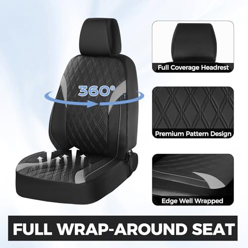 Image of FLORICH Seat Covers, Car Seat Covers Full Set, Waterproof Leather Car Seat Protector, Front and Rear Seat Covers for Cars, Automotive Seat Covers Universal Fit for Most Cars SUV Truck