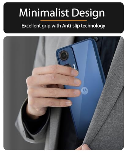 Image of WOW IMAGINE Shockproof Hybrid Back Cover for Motorola Moto G34 5G | Moto G45 5G | Hard Slim fit Back Case | PC & TPU | Clear Transparent Case - Blue