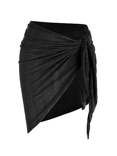 Image of ZAFUL Women's Sarong Coverups Beach Wrap Sheer Bikini Cover Up Mini Skirt | Wraps Swimwear, Cover Ups for Swimwear, Multi-Wear, Texture, Floral