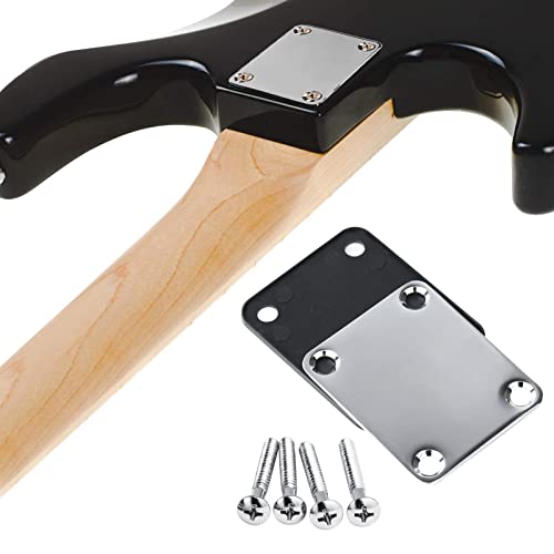 IZHIUTP Standardowy talerz na szyję do gitary elektrycznej, ze śrubami, standardowa płytka na szyję do gitary – kompatybilna z gitarą elektryczną, jazzową i basową (srebrna)