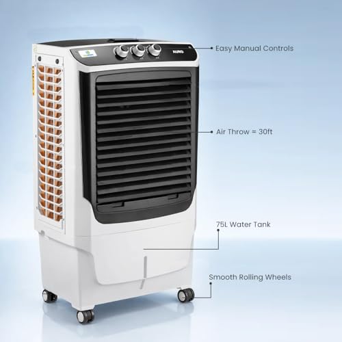 Image of Aura 75L Desert Air Cooler for Home & Large Rooms- 1 Year Warranty | Ice chamber & Powerful Air Throw | 220W Energy-Efficient Motor Thermal Protection | Honeycomb Cooling Pads & 3-Speed Airflow
