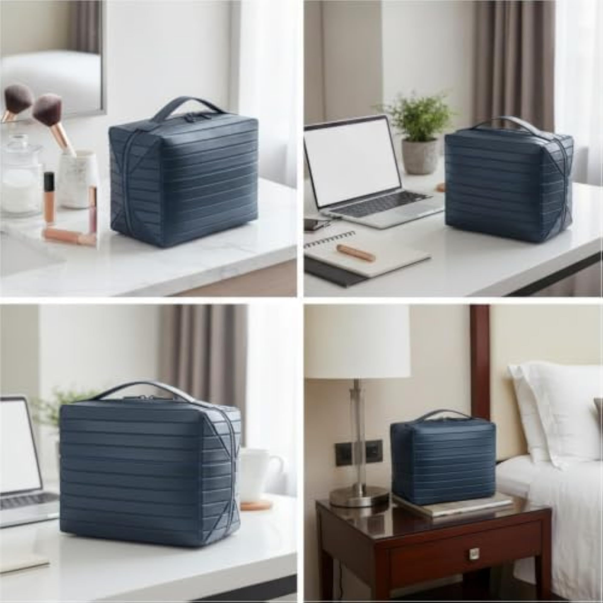 Structured Cosmetic Storage Bag, Geometric Makeup Organizer