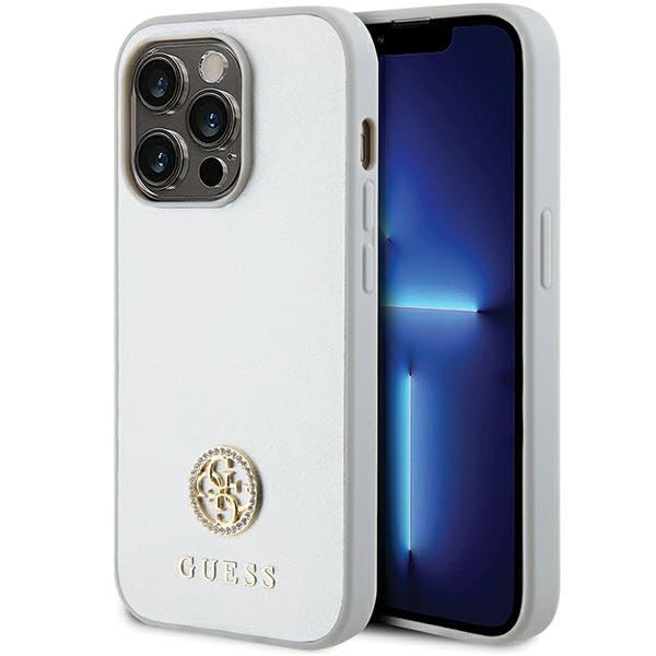 CG MOBILE Guess GUHCP15LPS4DGPS Coque pour iPhone 15 Pro 6,1" Argent Rigide Strass Metal Logo