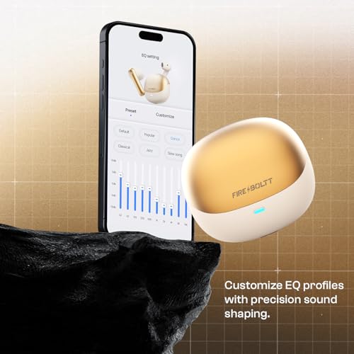 Image of Fire-Boltt Aero Fit TWS Earbuds with Custom EQ, Bluetooth 5.4 Wireless Earphones, 50H Playtime, Fast Charging Case, 50ms Low Latency Gaming & Touch Controls Silk Gold