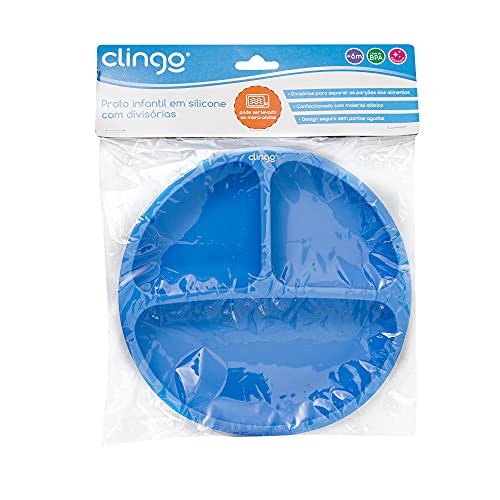 Prato Silicone Com Divisória Colors Azul, Clingo, Azul