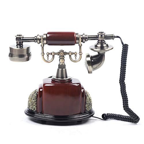 Teléfono fijo retro con dial giratorio diseño clásico marrón miniatura 5