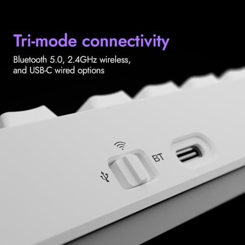 Image of Kreo Swarm X Wireless Mechanical Gaming Keyboard - Huano Red Switches, Pass Through Keycaps with RGB, Tri-Mode Connectivity (2.4Ghz /Bluetooth /Wired), 5-Pin Hot-Swap, for Windows & MacOS (White)