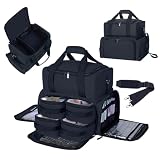 LANDFOBO große Kosmetiktasche mit 4 abnehmbaren Gehäusen Doppelschicht Reiseveranstalter Make-up-Tasche mit Innenteilern und Make-up-Bürsten Aufbewahrungsabschnitt Schwarz