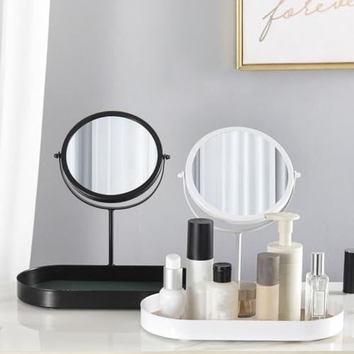 Espejo redondo de maquillaje con base de almacenamiento miniatura 4