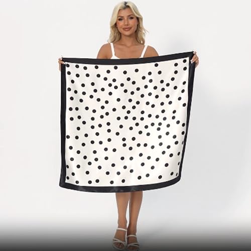 Polka Dot Print Satin Head Scarf for Women Like Silk Scarf for Hair Wrapping Bandanas Square Shawl Wraps 35 Inches2