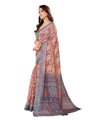 Image of RAJESHWAR FASHION WITH RF Women's Kota Doria Floral Printed Fancy Sarees For Girls With Blouse Piece,Saree Length-5.50 Mtr,Blouse Length-0.8 Mtr(Tulsi)