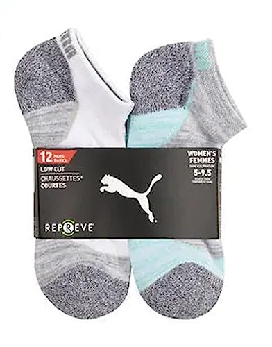 PUMA Women’s Repreve Athletic Low Cut Sock, 12-pair (White)