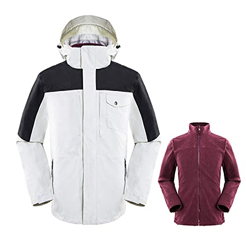 Veste de ski homme 3 en 1 snowboard imperméable coupe-vent blanc MU