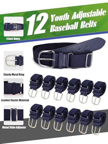 12 Pieces Baseball Belts Bulk Softball Belts Packs Leather Belt Adjustable Softball Belt Stretch Sports3