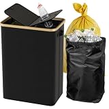 DOKRVLOQ Gelber Sack Ständer mit Deckel + Pfandflaschen Sammelbehälter mit Loch(1 Innentasche) 2-in-1 Gelber Sack Mülleimer,Müllsackständer für 60L-120L,Flaschensammler Aufbewahrung Behälter Schwarz