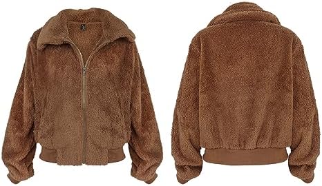 PengGengA dames winterjas van imitatiebont, warme, bijgesneden jas met lange mouwen, sjaal met schapenvacht, parka, vest, kraagloos, pluizige jas, bovenkleding, korte jas van kunstmatig bont, overjas