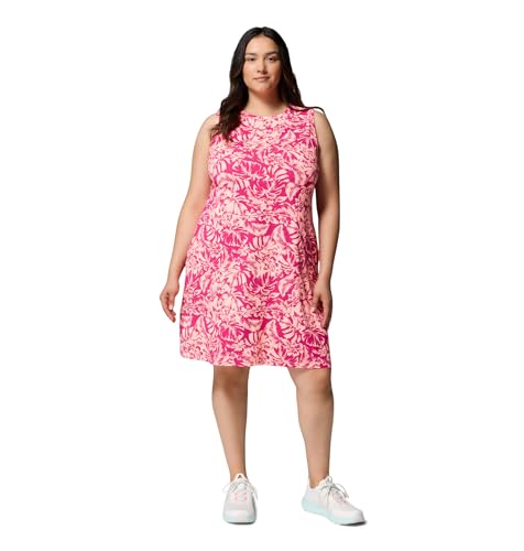 Image of Columbia Women's PFG Freezer Tank Sun Dress, Guava Pink Vacay Blooms Tonal, Medium