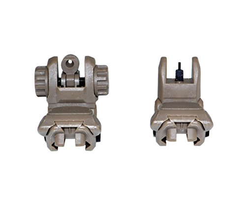 Sniper Polymer Front and Rear Sight Combo Set, Desert Camo Flip Up Back Up Iron Sights