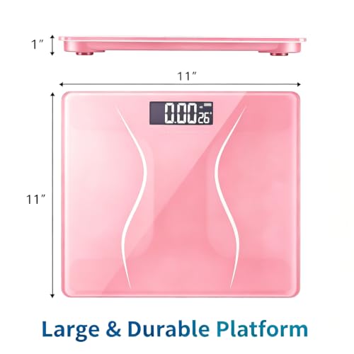Bathroom Scale for Body Weight, 6mm Tempered Glass Digital Scale with Backlit LCD, Slim Waist Design 180kg/397lb