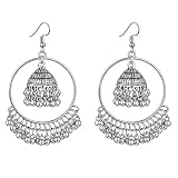 1-3Pairs Rainbow Hollow Gypsy Bell Beads Enamel Dangle Earrings Set Vintage Bollywood Oxidized Gold
