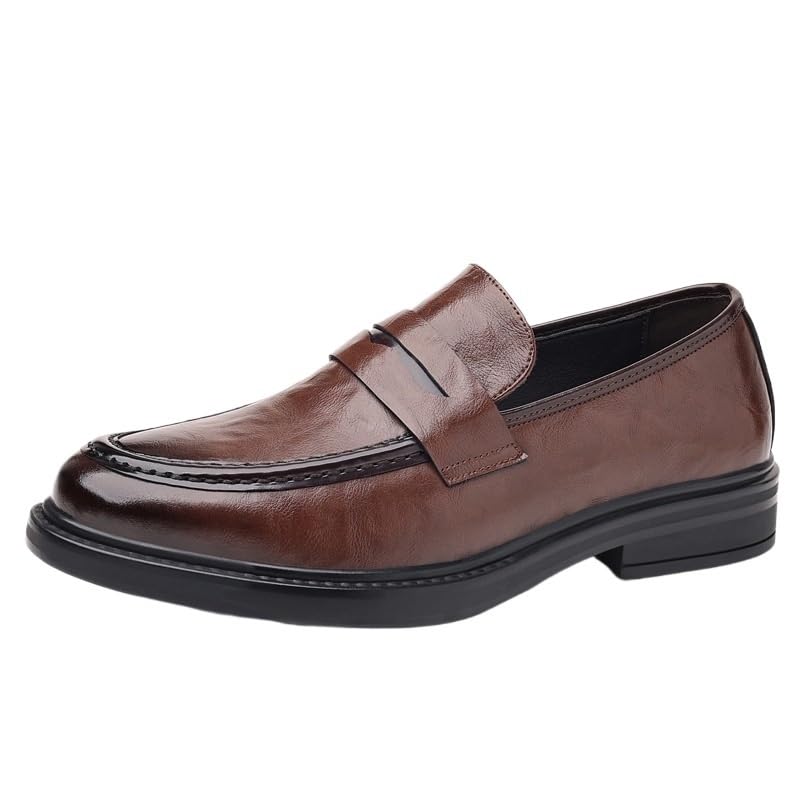 Casual Loafers for Men Vegan Leather Casual Prom Round Toe Working Office Anti-Slip Shoe Slip-on