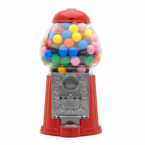 CKB LTD Retro Münze betriebene Kaugummi-Maschine Süßigkeitenspender – Kaugummiautomat Runde Pralinen, Kaugummis, gemischte Snacks, Nüsse, Leckereien, Münzaufbewahrung, Klein H23 cm, rot