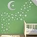 Easma Star Wall Decals (191stars+1moon+1heart) 3 Size Silver Stars and Moon Decals Removable Peel and Stick Stickers Fits Kids Room Decor