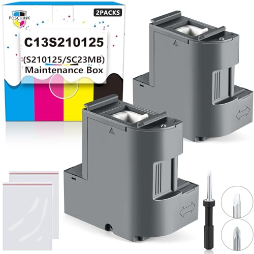 Poschink C13S210125 Ink Maintenance Box (S210125/SC23MB), Waste Ink Tank Replacement Compatible for EPSON Surecolor SC-F170 F100 F150 Dye Sub Printers - 2 Packs