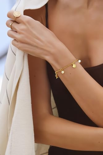 Gold Charm Bracelet for Women Boho Adjustable Shell Starfish Bracelet Summer Beach Ocean Statement Bracelets4