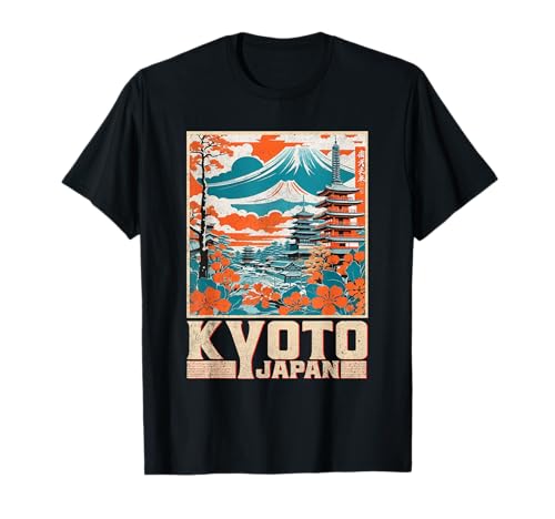 Kyoto Japan City Mt Fuji Vintage Japanese Woodblock Tourist T-Shirt