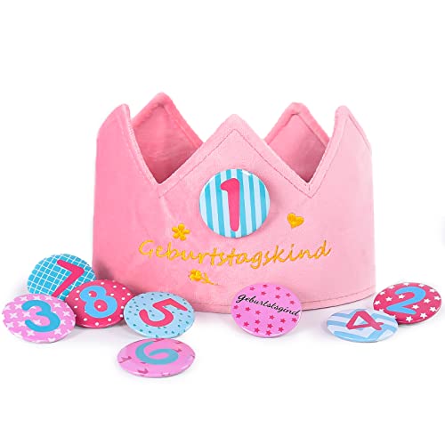 TANSAR Geburtstagskrone Mädchen 4 Jahre - Pailletten Krone Mit Rosen Verzierung