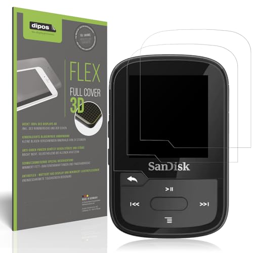 dipos FLEX 2x Protector de Pantalla mate compatible con SanDisk Clip Sport Plus, Anti-reflectante, 100% de cobertura de Pantalla, compatible con huellas dactilares