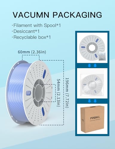 Image of PINBALL Silk PLA 3D Printer Filament 1.75mm Shiny Silk Dual Color Filament 3D Printing PLA Filament Dimensional Accuracy + /- 0.02mm 1 KG Silk Dual Color Blue-Silver