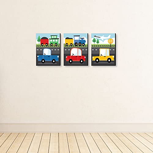 Big Dot Of Happiness Cars, Trains, And Airplanes - Transportation Nursery Wall Art And Kids Room Decor - 7.5 X 10 Inches - Set Of 3 Prints #TOP2