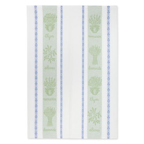 Coucke French Jacquard Cotton Kitchen Dish Towel French Table Collection, Herbes (Herbs) FB, 20-Inches by 30-Inches, Sage