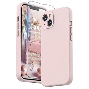 SURPHY Siliconen Hoesje voor iPhone 13(6,1″), Vloeibaar Siliconen Schokbestendige Case met Microvezel Voering（Individuele Bescherming voor Elke Lens）voor iPhone 13, Roze