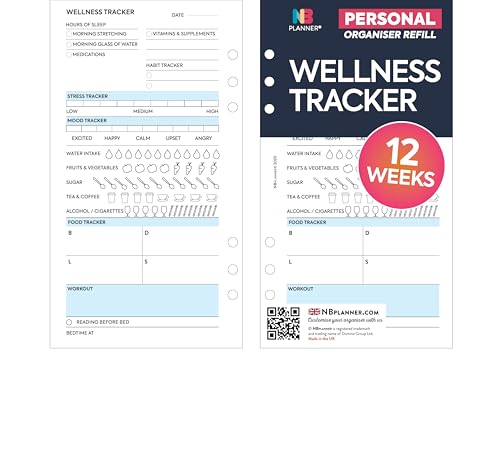 Personal size Wellness tracker daily organiser refill diary 