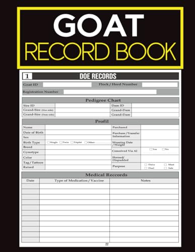 Goat Record Keeping Log Book: Comprehensive Herd Management Sheets for Dairy Does, Meat Does & Bucks | Breeding, Health, Kidding, Milk Production & Farm Operations Tracking