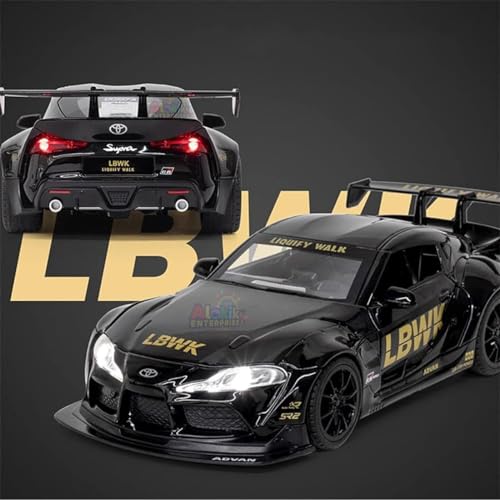 Image of 1:24 Toyota Supra LBWK Racing Car Toy Alloy Diecast Sound & Light Model for Children - Black