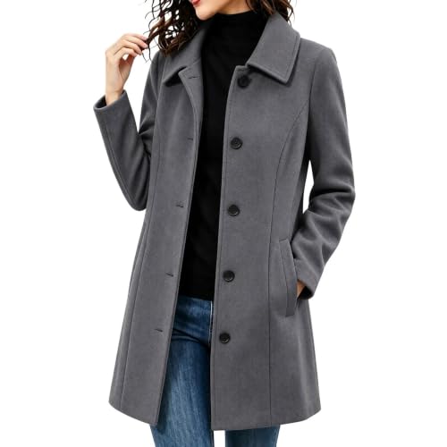 Wool Jacket Women Winter Trench Coats Thicken Pea Coat with Pockets | Plus Size Chunky Jackets, Casual Lapel Collar Buttons Outerwear, Oversized Cardigans,Soft Comfy Warm Overcoats - image 2