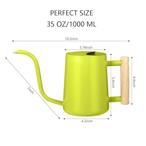 Image of Watering Can Indoor Plants, 35oz Small Stainless Steel Metal Watering Can Modern Decorative Watering Pot with Long Spout for Indoor House Plant Bonsai Garden Flowers (Bright Green)